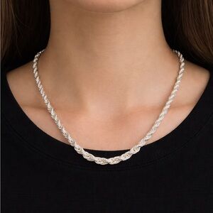 925 silver twisted rope chain, 18” New! 
Added magnetic rhinestone clasp! 
Gorg!
